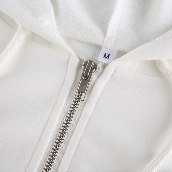 White Cropped Hoodie - Picture 6 of 7
